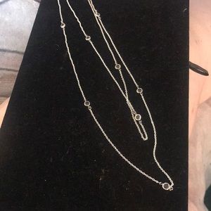Long silver necklace 60 inch